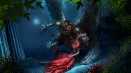 Ethereal Encounter Under the Night Sky wallpaper