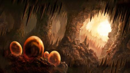 Mystical Dragon Egg Cavern Scene wallpaper