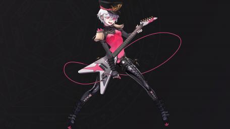 Rockstar Anime Girl with Guitar wallpaper