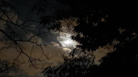 Cloudy sky with moon in night Kolakchal, Tehran, Iran wallpaper