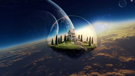 Floating mini Earth wallpaper