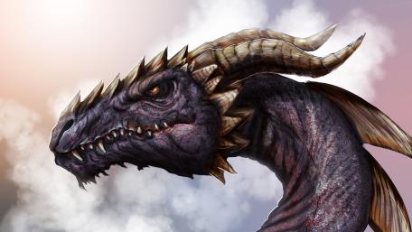 Dragon's Majestic Gaze in a Mystic Realm wallpaper