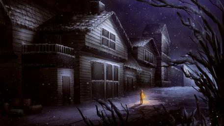 Dark winter night wallpaper