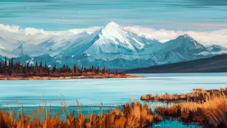 Winter's Serenity in a Fantasy Landscape wallpaper