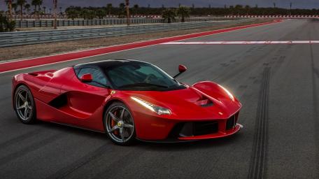 Sleek Red Ferrari LaFerrari on the Track wallpaper