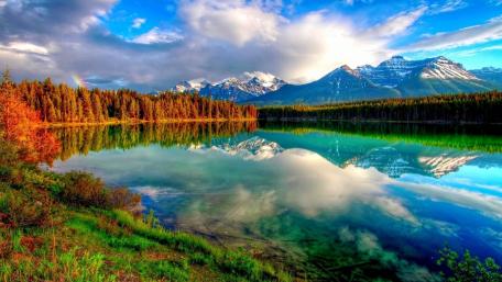 Serenity of a Mountain Lake Reflection wallpaper