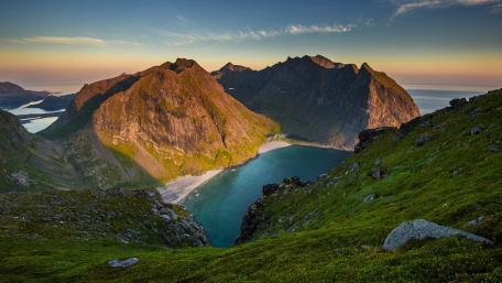 Norwegian summer sunset wallpaper