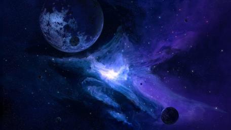 Mystical Cosmic Vista of Planets and Moons wallpaper