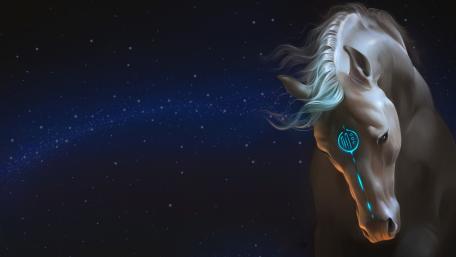 Cosmic White Horse in Stardust Realm wallpaper