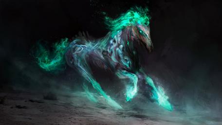 Ethereal Demonic Steed in Nocturnal Haze wallpaper