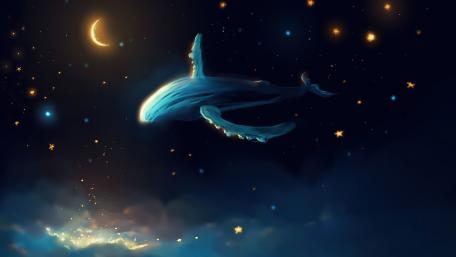 A Whale's Dream in the Starry Night wallpaper