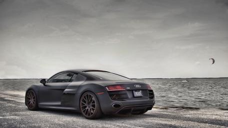 Sleek Audi R8 by the Serene Sea wallpaper