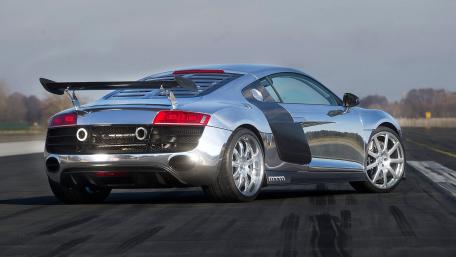 Sleek Audi R8 in Stunning Silver Finish wallpaper