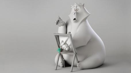 Polar Bear Picasso Unleashed in Artist's Studio! wallpaper