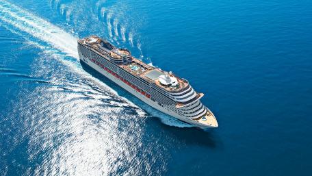 Majestic Passenger Ship Sailing Through Crystal Waters wallpaper