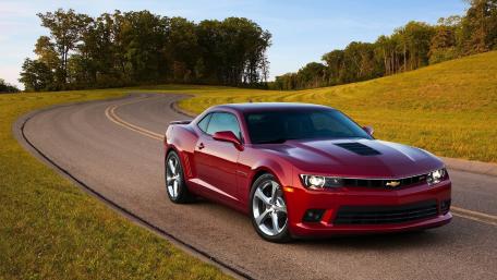Sleek Red Chevrolet Camaro on a Curvy Road wallpaper