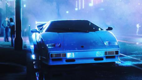 Blue Synthwave Dreamscape wallpaper