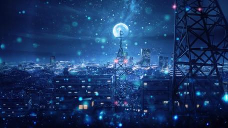 Moonlit Anime Metropolis wallpaper