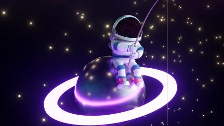 Astronaut Gone Fishing in Space wallpaper