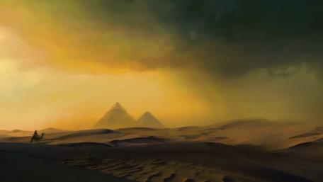 Majestic Pyramids Amidst a Dust Storm wallpaper