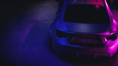 Neon Purple Car Night Scene wallpaper