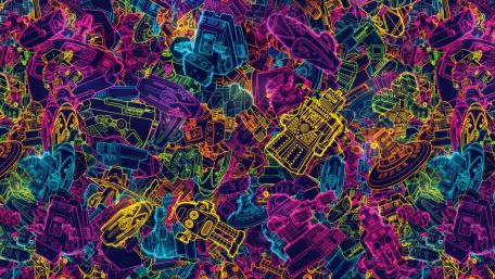 Neon Robot Universe wallpaper