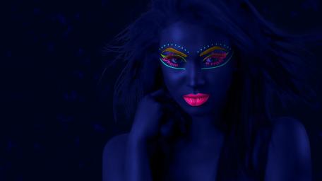 Vibrant Neon Beauty in the Dark wallpaper