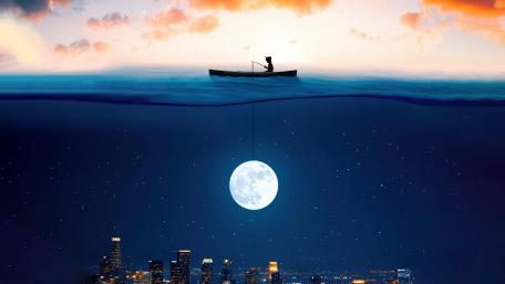 Moon Fishing in Dreamland wallpaper