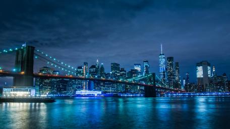 Brooklyn Bridge Illuminated Skyline Wonder wallpaper