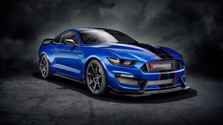 Blue Ford Shelby GT350 on Stormy Background wallpaper