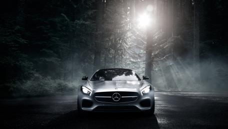 Mercedes-Benz SLS AMG in Enchanting Forest Light wallpaper