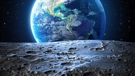 Majestic Earth View from the Moon's Surface wallpaper