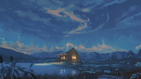 house blue beauty wallpaper