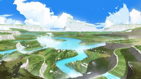 Majestic Fantasy Landscape in Vivid Colors wallpaper
