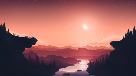 Moonlit Serenity in a Minimalist Landscape wallpaper