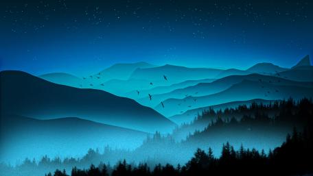 Nighttime Mountain Fantasy Landscape wallpaper
