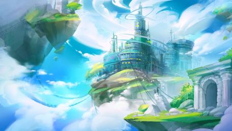 Mystical Floating Isles Above the Clouds wallpaper