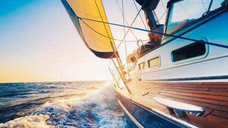Sailing into the Sunset Horizon wallpaper