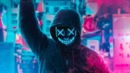 Neon XX Mask in Urban Nightlife wallpaper