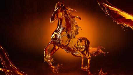 Majestic Liquid Horse in Radiant Orange Glow wallpaper