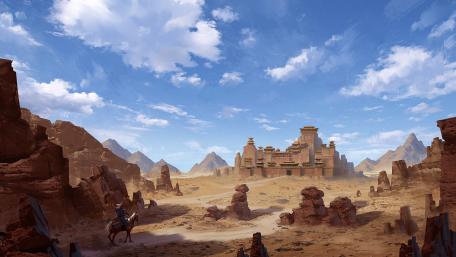 Mystical Desert Ruins Await Discovery wallpaper