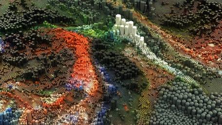 Vibrant 3D Abstract Landscape Art wallpaper