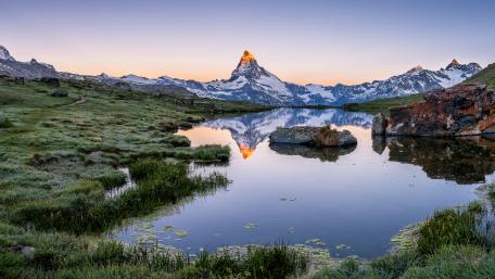 Riffelsee reflected Matterhorn wallpaper