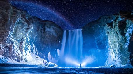 Skógafoss by night wallpaper