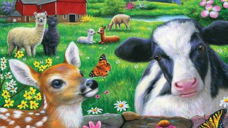 Charming Fantasy Farm Life Wallpaper wallpaper