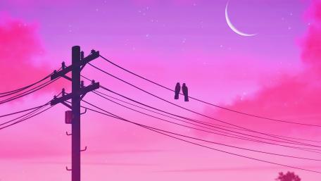 Electric Dreams Beneath a Pink Moon wallpaper