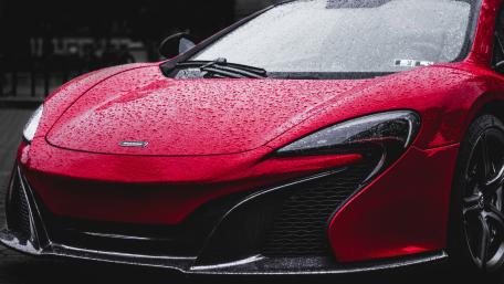 Red McLaren in Rainy Splendor wallpaper