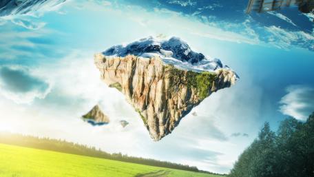 Majestic Floating Island in a Dreamlike Sky wallpaper