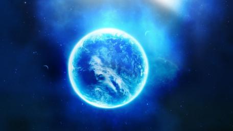 Mystical Blue Planet in Deep Space wallpaper