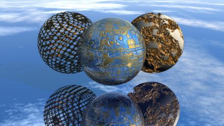 Luminous Spheres in Tranquil Reflection wallpaper